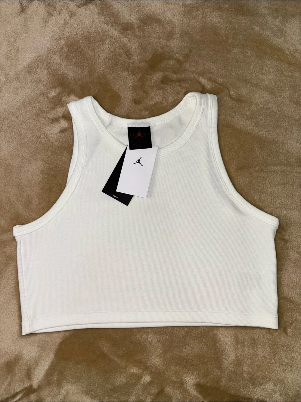 Jordan White Ribbed Crop Tank - Picture 2 of 3